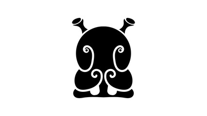 Geometric Hippo emblem, black, isolated silhouette
