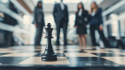 The Intersection of Strategy and Business on a Chessboard Landscape - obrazy, fototapety, plakaty