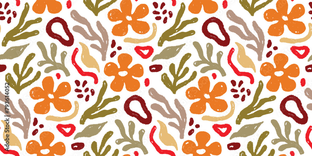 Poster abstract floral shape seamless pattern. abstract modern floral leaf texture shape background. organi