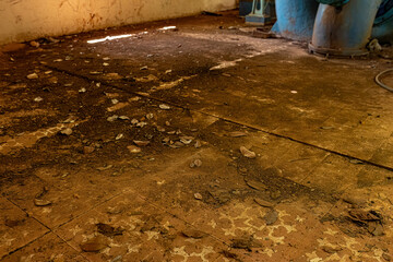 Dirty floor in an abandoned building