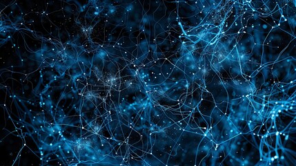 Abstract Neural Network in Blue: Futuristic Scientific Composition