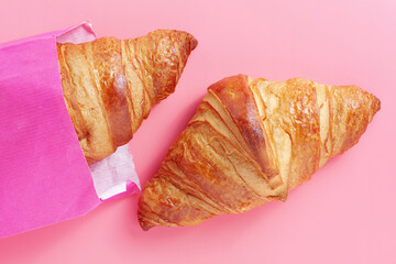 Croissants in a pink bag