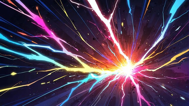abstract colorful lightning sparks effects anime cartoon style background from Generative AI
