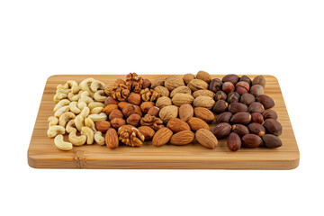 Wooden Cutting Board Topped With Nuts