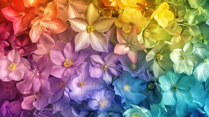 A floral background with rainbow-colored blooms symbolizing diversity. 