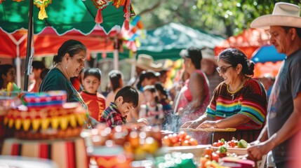 A dynamic shot of people playing traditional Mexican games at a Cinco de Mayo event. 