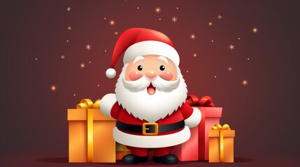 Merry christmas background featuring cheerful santa claus