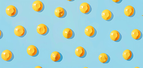 Cheerful yellow polka dots on blue capture the light-heartedness of sunshine.