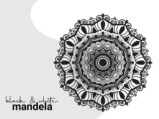 Circular pattern mandala art decoration elements for meditation poster, adult coloring book page, tattoo, henna, mehndi.