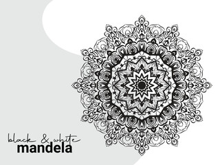 black and white lace mandala design pattern vector.