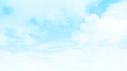 Naklejka na ściany i meble White cloud on blue sky, natural background. White fluffy clouds, blue sky, background, texture, copy space