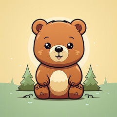 Obraz premium cute bear on light background