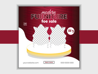 Modern furniture sales creative social media post design template. furniture sales editable banner design.