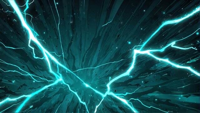 abstract teal lightning sparks effects anime cartoon style background from Generative AI
