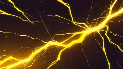 Obraz premium abstract yellow lightning sparks effects anime cartoon style background from Generative AI