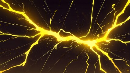 abstract yellow lightning sparks effects anime cartoon style background from Generative AI