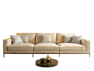 Elegant grey sofa with cushions