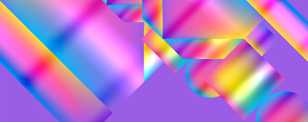 A vibrant purple background with a rainbowcolored geometric pattern showcasing colorfulness in shades of violet, pink, magenta, and electric blue, creating symmetry and artistry