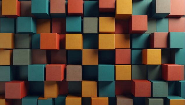 Abstract 3D render showcasing geometric blocks in a background design Generative AI