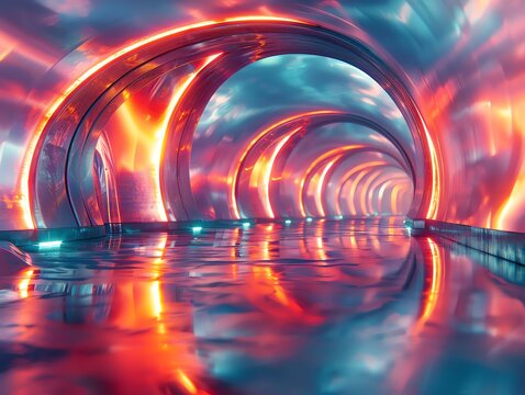 Bring the energy of Futurism to life in a VR environment, with dynamic lines, bold colors, and a sense of movement Try an unexpected close-up angle to intensify the futuristic feel