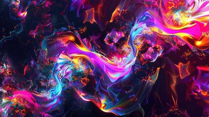 A futuristic digital art wallpaper with abstract shapes and neon colors celebrating modern friendships. 