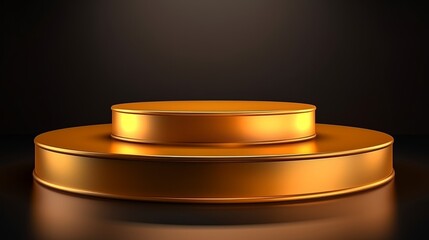 Gold 3d podium on a dark background