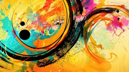 An abstract art wallpaper with swirls, splashes, and brush strokes in friendship colors.