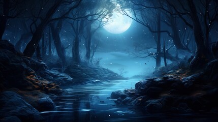 Nighttime enchantment the enchantment of a blue moonlit night
