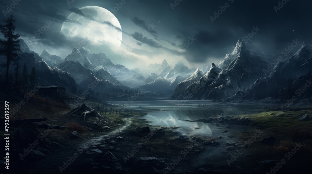 Canvas Prints Surreal digital painting of an otherworldly, surreal landscape