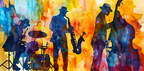 Naklejka premium International Jazz Day festival banner. Abstract background. Poster of music band.