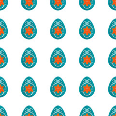 Illustration on theme seamless celebration holiday Easter with hunt colorful bright eggs
