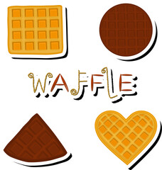 Illustration on theme big kit different types biscuit waffle with cell, dessert cookie