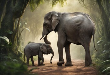 Fototapeta premium elephants in the wild