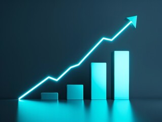 Fototapeta premium Glowing Line Chart with Rising Graph and Dark Background - Data Visualization, Financial Growth, Market Trends - Finance, Data Analysis