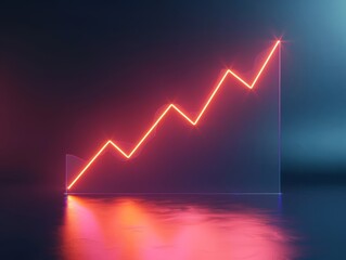 Glowing Line Chart with Rising Graph and Dark Background - Data Visualization, Financial Growth, Market Trends - Finance, Data Analysis