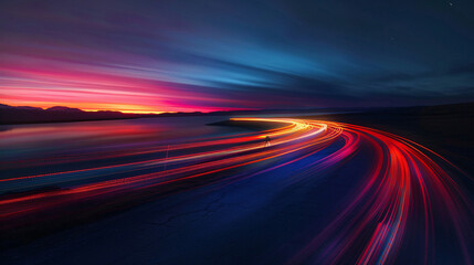 City night car lights time lapse photography movement light neon background
