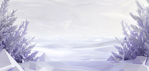 Serene polygon design in icy lavender and white, ideal for holiday marketing.