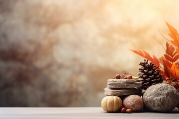 A beautiful autumn-theme display with copy space