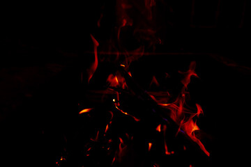 Background of the flame in the oven. Overlay layer. Tongues of fire in a fireplace.