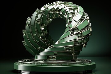 an aluminum letter on a green background, in the style of twisted futurism, candycore, photorealistic still life, caffenol developing, fluidity, fujifilm provia, playful forms