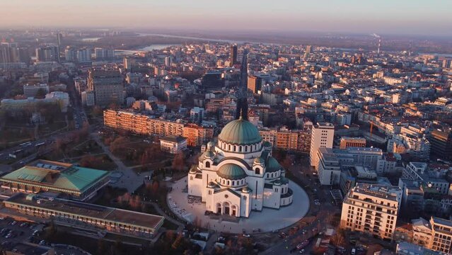 View of Saint Sava, orthodox church in Belgrade, Serbia.	
