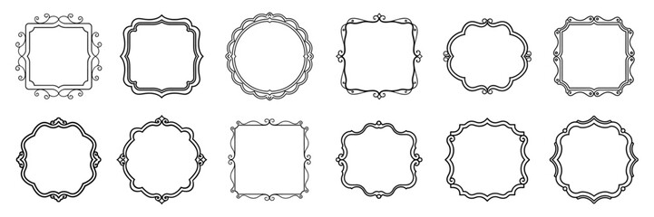 Vintage frames set isolated on white background. Decorative frame. Vector