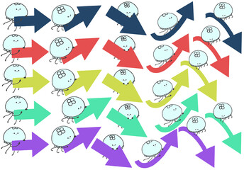 Jellyfish arrow icon 5 color set
