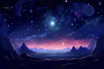 a cinematic galaxy with vibrant planets and stars