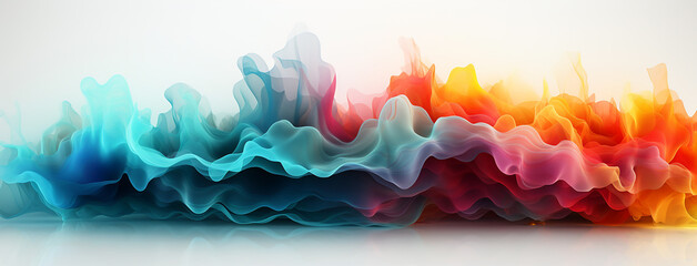 Colourful transparent smoke wave facebook banner in white background with clean look