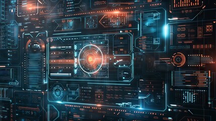 Fototapeta premium Cybernetic patterns resembling futuristic interfaces and digital displays, perfect for sci-fi themed projects on white