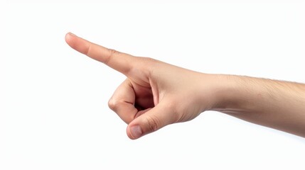 Human hand is pointing by index finger or forefinger, gesture isolated on white background