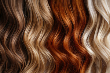 Fototapeta premium long wavy shiny red hair, blonde close-up, background for hair care ads