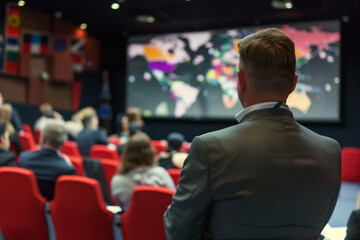 Business Leader Addressing Audience at Corporate Conference