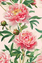 Peonies Flowers greeting card, wallpaper
